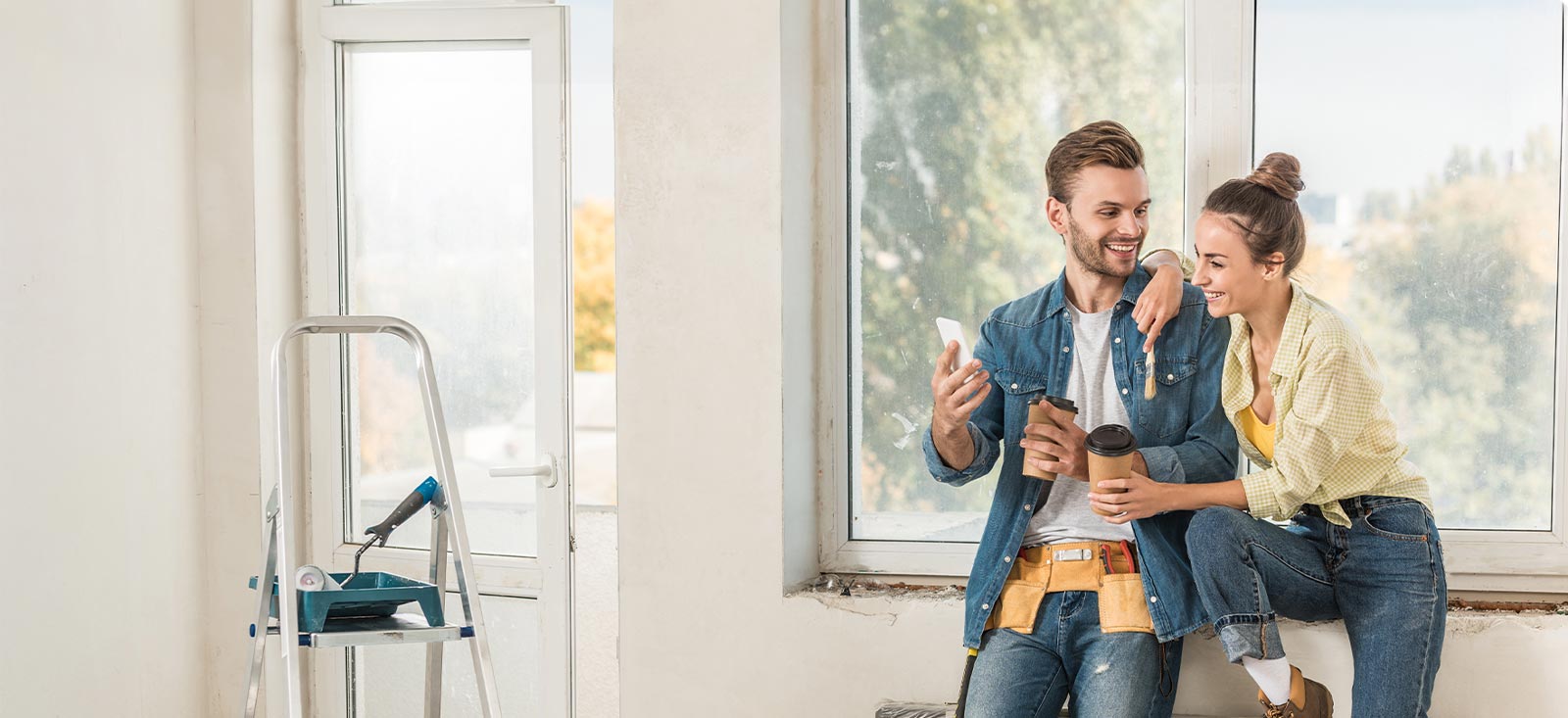 Couple sitting on bench getting a home equity loan