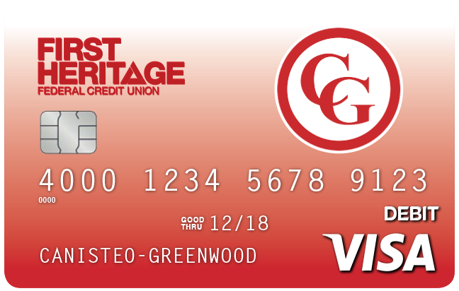 Canisteo Greenwood High School Debit card with updated logo