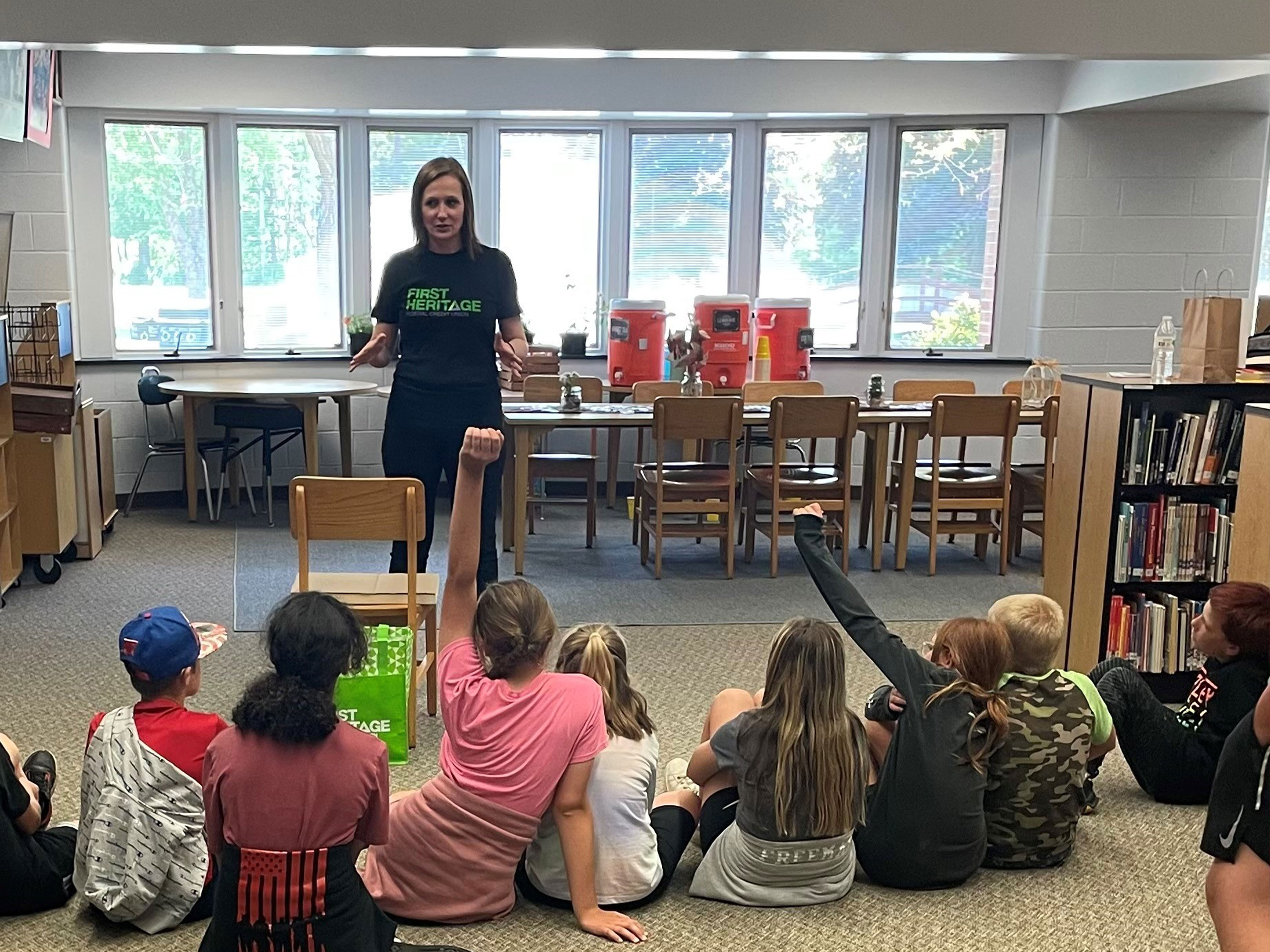 Christy reading at Westfield Elementary School.